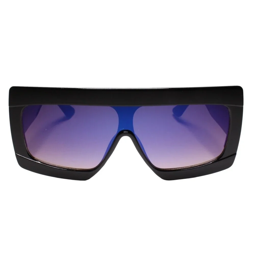 Swag Dapper Clubbing Flat Top Modern Hip Mens Womens Mirror Blue Lens Sunglasses